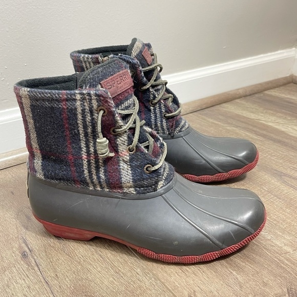 sperry plaid duck boots
